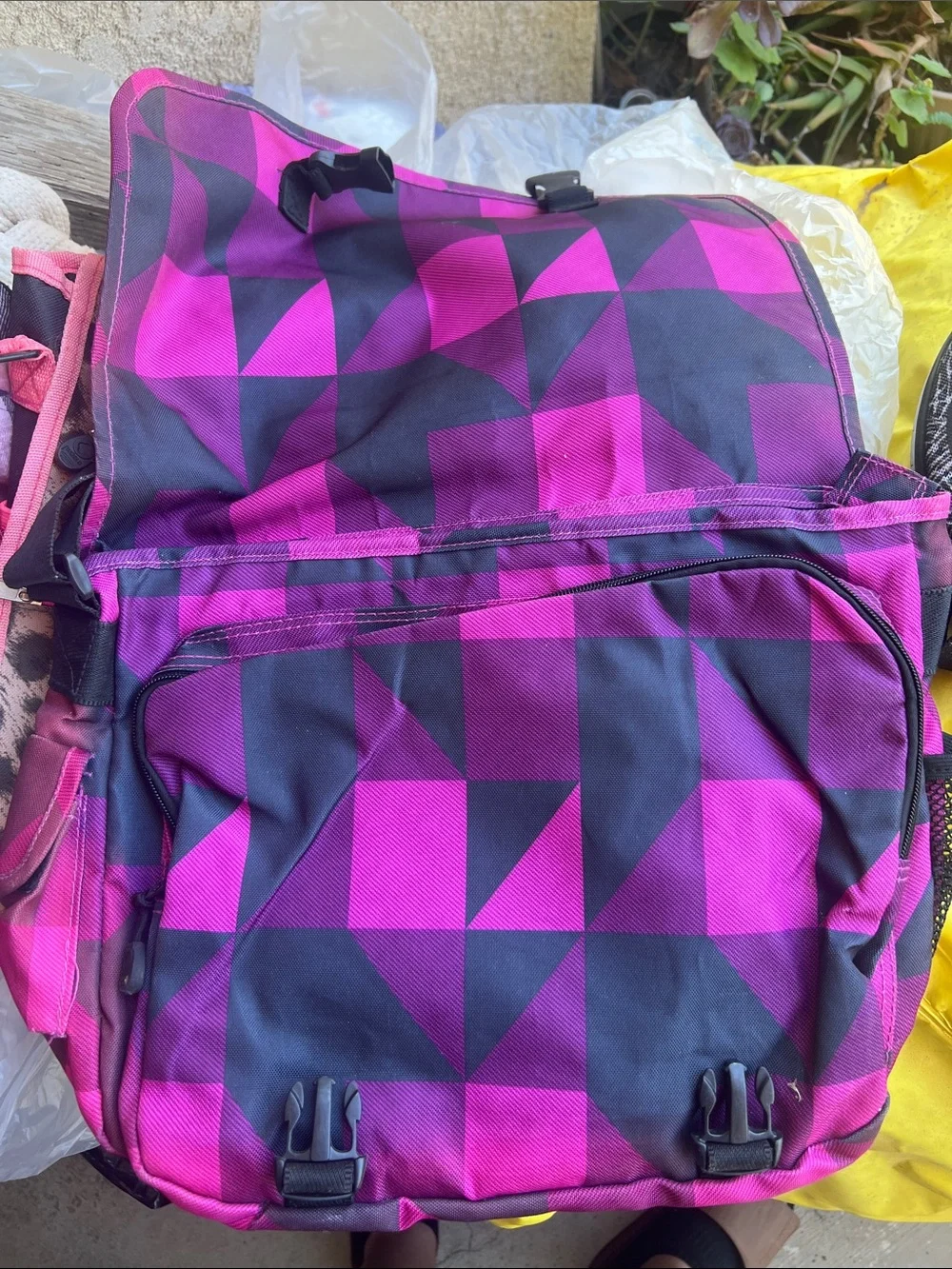 Pink Geometric Crossbody Messenger Bag
